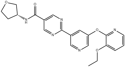 (R)-2-(5-((3-ethoxypyridin-2-yl)oxy)pyridin-3-yl)-N-(tetrahydrofuran-3-yl)pyrimidine-5-carboxamide 结构式