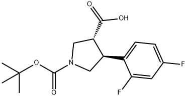 1-[(tert-butoxy)carbonyl]-4-(2,4-difluorophenyl)pyrrolidine-3-carboxylic acid, trans 结构式