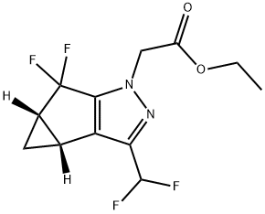 乙基2-((3BR,4AS)-3-(二氟甲基)-5,5-二氟-3B,4,4A,5-四氢-1H-环丙烷[3,4]环戊[1,2-C]吡唑-乙酸1-基酯 结构式