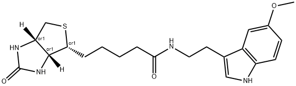 REL-N-(2-(5-甲氧基-1H-吲哚-3-基)乙基)-5-((3AR,4R,6AS)-2-氧代六氢-1H-噻吩并[3,4-D]咪唑-4-基)戊酰胺 结构式