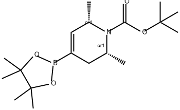 REL-(2R,6S)-叔丁基 2,6- 二甲基-4-(4,4,5,5-四甲基-1,3,2-二氧硼杂环戊烷-2-基)-5,6-二氢吡啶-1(2H) )-羧酸盐 结构式
