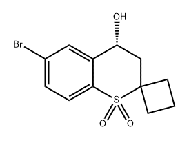 Spiro[2H-1-benzothiopyran-2,1'-cyclobutan]-4-ol, 6-bromo-3,4-dihydro-, 1,1-dioxide, (4R)- 结构式