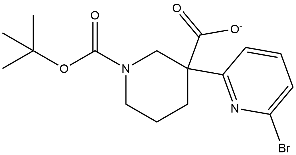 1-(1,1-Dimethylethyl) 3-(6-bromo-2-pyridinyl)-1,3-piperidinedicarboxylate 结构式