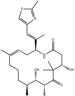 Azacyclohexadec-13-ene-2,6-dione, 4,8-dihydroxy-5,5,7,9,13-pentamethyl-16-[(1E)-1-methyl-2-(2-methyl-4-thiazolyl)ethenyl]-, (4S,7R,8S,9S,13Z,16S)- 结构式