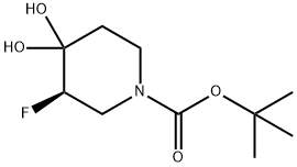 (R)-3-氟-4,4-二羟基哌啶-1-羧酸叔丁酯 结构式