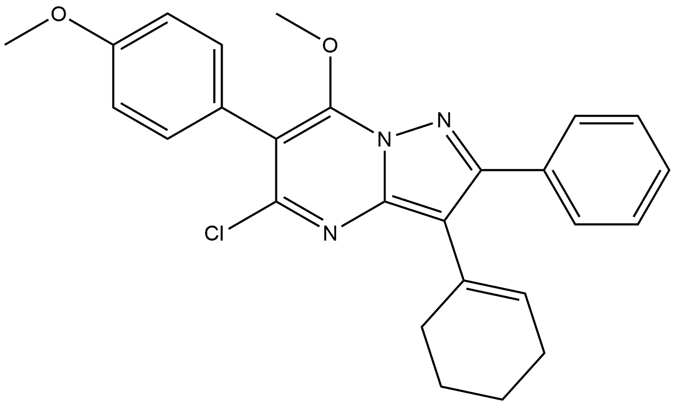 5-氯-3-(1-环己烯-1-基)-7-甲氧基-6-(4-甲氧基苯基)-2-苯基吡唑[1,5-A]嘧啶 结构式