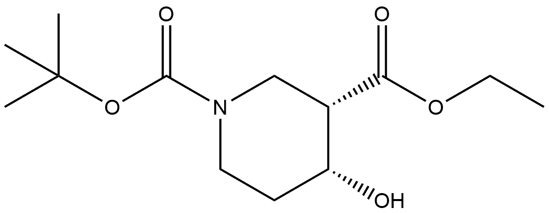 (3S,4R)-1-BOC-4-羟基哌啶-3-甲酸乙酯 结构式