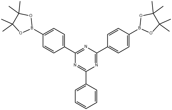 2,4-双(4-硼酸频呢醇酯苯基)-6-苯基-1,3,5-三嗪 结构式