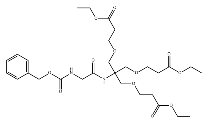 8,12-Dioxa-2,5-diazatetradecanoic acid, 6,6-bis[(3-ethoxy-3-oxopropoxy)methyl]-4,11-dioxo-, phenylmethyl ester 结构式