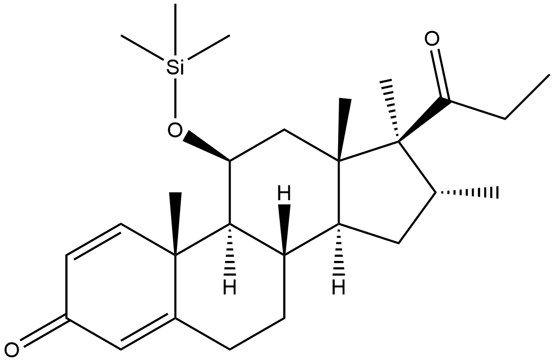 Androsta-1,4-dien-3-one, 16,17-dimethyl-17-(1-oxopropyl)-11-[(trimethylsilyl)oxy]-, (11β,16α,17β)- (9CI) 结构式