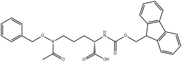 L-Ornithine, N5-acetyl-N2-[(9H-fluoren-9-ylmethoxy)carbonyl]-N5-(phenylmethoxy)- 结构式