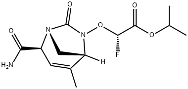 Acetic acid, 2-[[(1R,2S,5R)-2-(aminocarbonyl)-
4-methyl-7-oxo-1,6-diazabicyclo[3.2.1]oct-3-
en-6-yl]oxy]-2-fluoro-, 1-methylethyl ester,
(2S)- 结构式