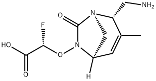 Acetic acid, 2-[[(1R,2S,5R)-2-(aminomethyl)-3-
methyl-7-oxo-1,6-diazabicyclo[3.2.1]oct-3-en-
6-yl]oxy]-2-fluoro-, (2S)- 结构式