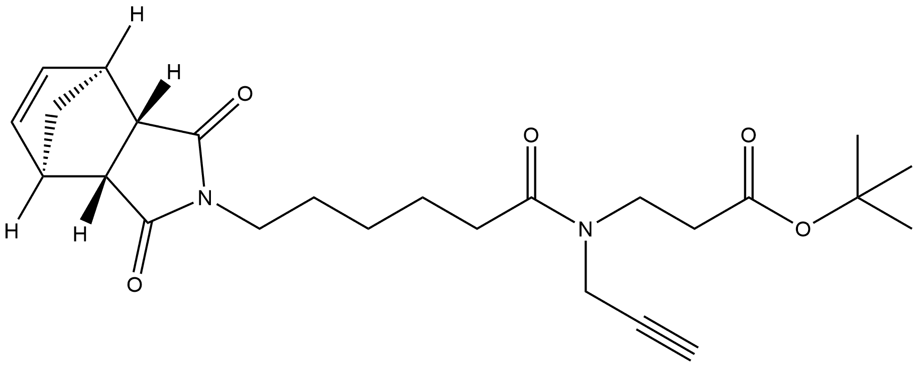 β-Alanine, N-[6-[(3aR,4R,7S,7aS)-1,3,3a,4,7,7a-hexahydro-1,3-dioxo-4,7-methano-2H-isoindol-2-yl]-1-oxohexyl]-N-2-propyn-1-yl-, 1,1-dimethylethyl ester, rel- 结构式