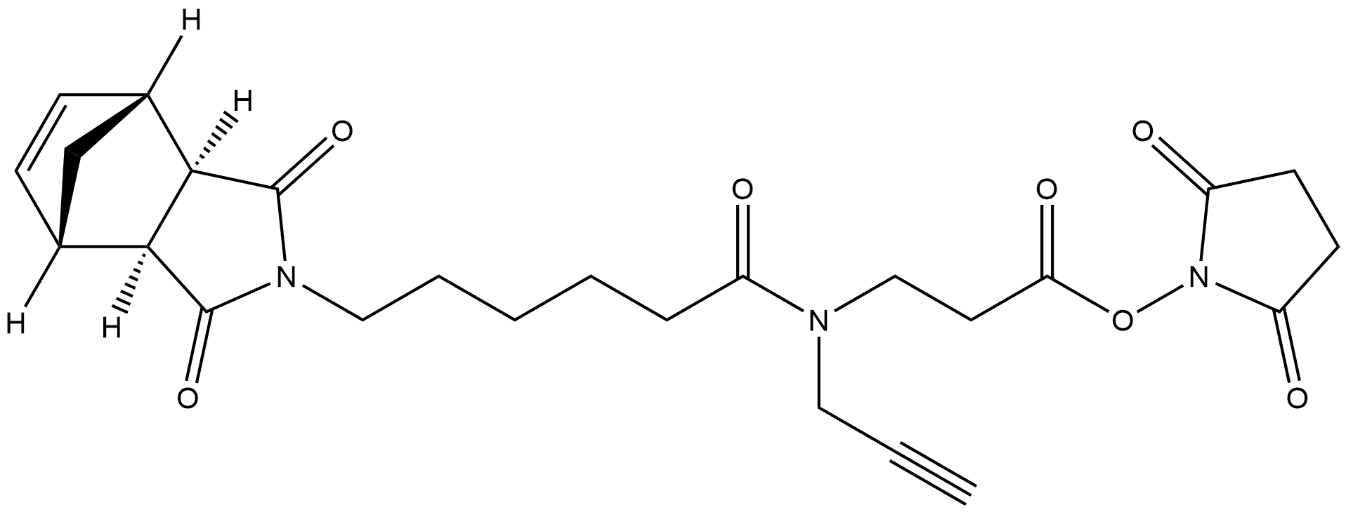 β-Alanine, N-[6-[(3aR,4R,7S,7aS)-1,3,3a,4,7,7a-hexahydro-1,3-dioxo-4,7-methano-2H-isoindol-2-yl]-1-oxohexyl]-N-2-propyn-1-yl-, 2,5-dioxo-1-pyrrolidinyl ester, rel- 结构式