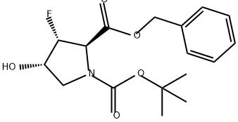 2-苄基1-(叔丁基)(2R,3R,4S)-3-氟-4-羟基吡咯烷-1,2-二甲酸酯 结构式