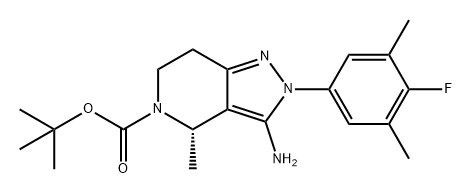 (S)-3-氨基-2-(4-氟-3,5-二甲基苯基)-4-甲基-2,4,6,7-四氢-5H-吡唑并[4,3-C]吡啶-5-羧酸叔丁酯 结构式