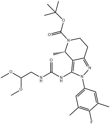(S)-3-(3-(2,2-二甲氧基乙基)脲基)-2-(4-氟-3,5-二甲基苯基)-4-甲基-2,4,6,7-四氢-5H-吡唑并[4,3-C]吡啶-5-羧酸叔丁酯 结构式