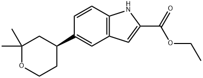 (S)-5-(2,2-二甲基四氢-2H-吡喃-4-基)-1H-吲哚-2-甲酸乙酯 结构式