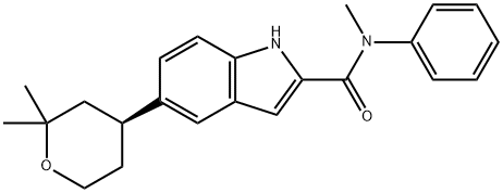 (S)-5-(2,2-二甲基四氢-2H-吡喃-4-基)-N-甲基-N-苯基-1H-吲哚-2-甲酰胺 结构式