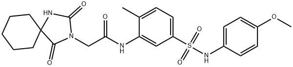 1,3-Diazaspiro[4.5]decane-3-acetamide, N-[5-[[(4-methoxyphenyl)amino]sulfonyl]-2-methylphenyl]-2,4-dioxo- 结构式