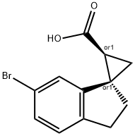 REL-6'-溴-2',3'-二氢螺[环丙烷-1,1'-[1H]茚]-2-羧酸 结构式