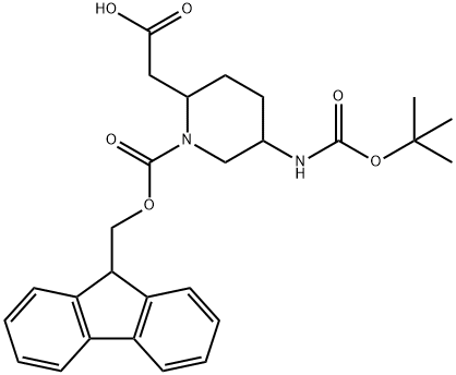 2-Piperidineacetic acid, 5-[[(1,1-dimethylethoxy)carbonyl]amino]-1-[(9H-fluoren-9-ylmethoxy)carbonyl]- 结构式