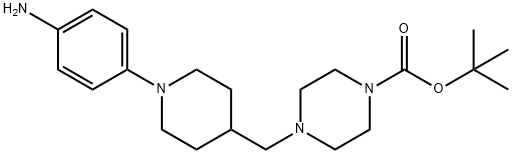 1-PIPERAZINECARBOXYLIC ACID, 4-[[1-(4-AMINOPHENYL)-4-PIPERIDINYL]METHYL]-, 1,1-DIMETHYLETHYL ESTER 结构式