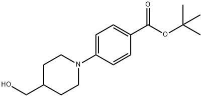 4-[4-(羟甲基)-1-哌啶基]-苯甲酸叔丁酯 结构式