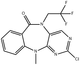 6H-Pyrimido[4,5-b][1,4]benzodiazepin-6-one, 2-chloro-5,11-dihydro-11-methyl-5-(2,2,2-trifluoroethyl)- 结构式
