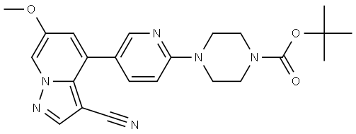 1-Piperazinecarboxylic acid, 4-[5-(3-cyano-6-methoxypyrazolo[1,5-a]pyridin-4-yl)-2-pyridinyl]-, 1,1-dimethylethyl ester 结构式