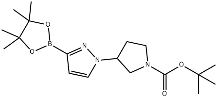 1,1-Dimethylethyl 3-[3-(4,4,5,5-tetramethyl-1,3,2-dioxaborolan-2-yl)-1H-pyrazol-1-yl]-1-pyrrolidinecarboxylate 结构式