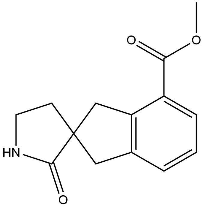 Spiro[2H-indene-2,3′-pyrrolidine]-4-carboxylic acid, 1,3-dihydro-2′-oxo-, methyl ester 结构式