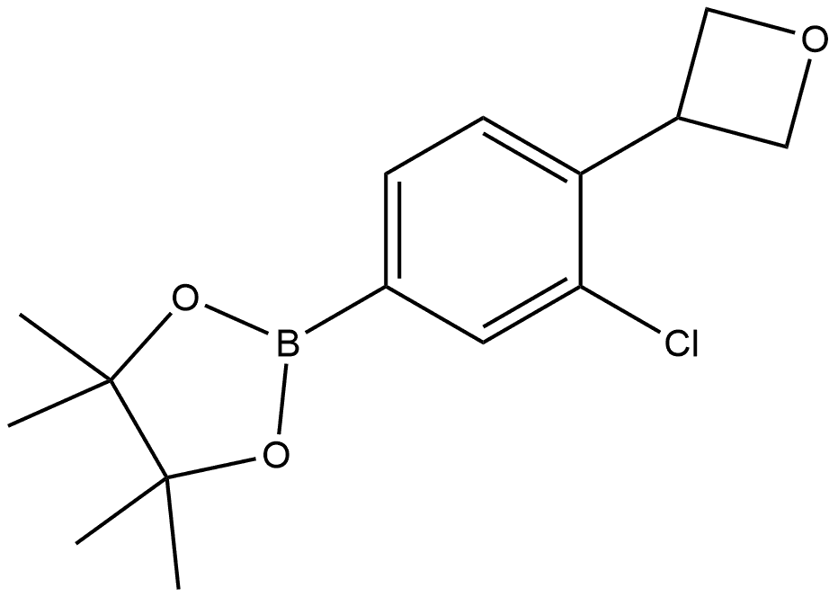 2-[3-Chloro-4-(3-oxetanyl)phenyl]-4,4,5,5-tetramethyl-1,3,2-dioxaborolane 结构式