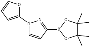 1H-Pyrazole, 1-(2-furanyl)-3-(4,4,5,5-tetramethyl-1,3,2-dioxaborolan-2-yl)- 结构式