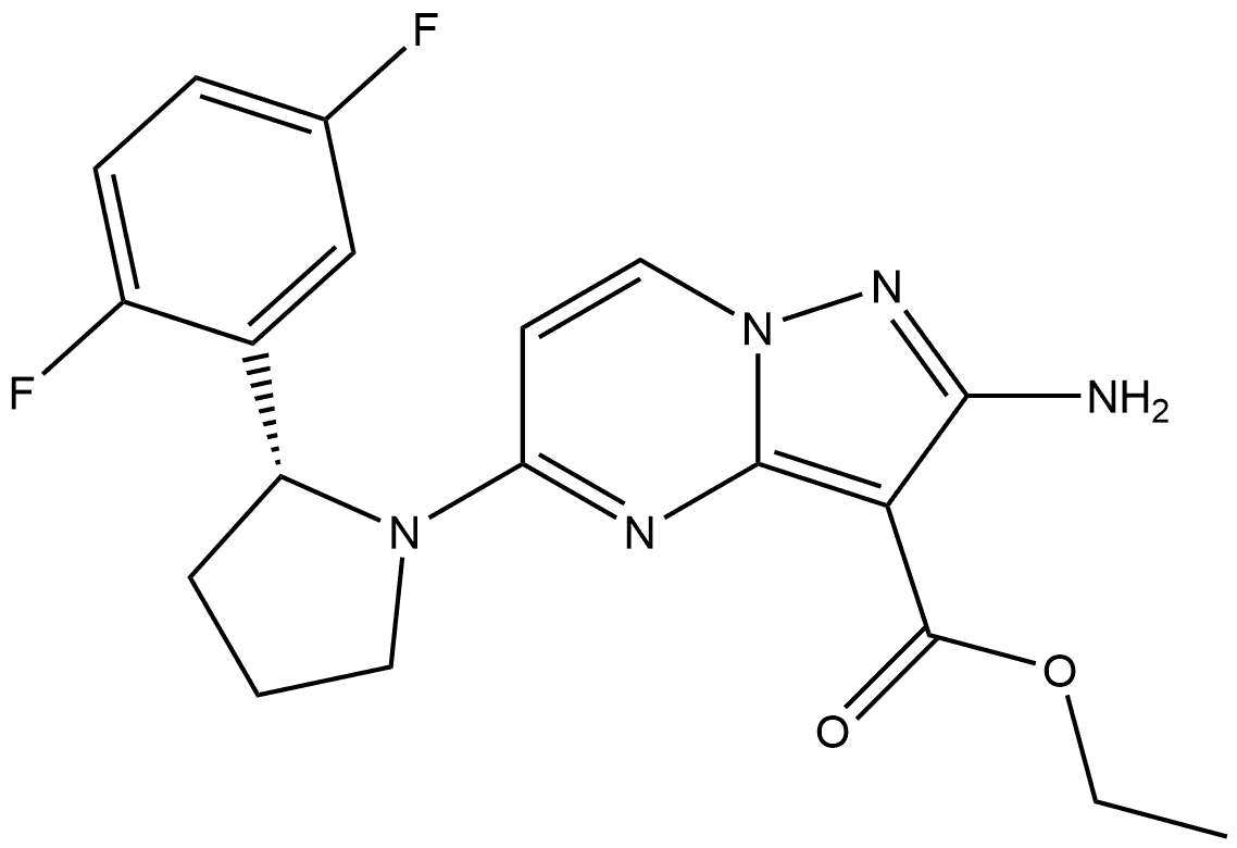 ethyl (R)-5-(2-(2,5-difluorophenyl)pyrrolidin-1-yl)pyrazolo[1,5-a]pyrimidine-3-carboxylate 结构式