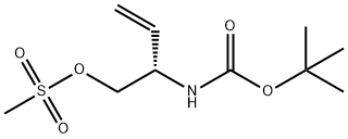 1,1-二甲基乙基N-[(1S)-1-[(甲磺酰基)氧基]甲基]-2-丙烯-1-基]氨基甲酸酯 结构式