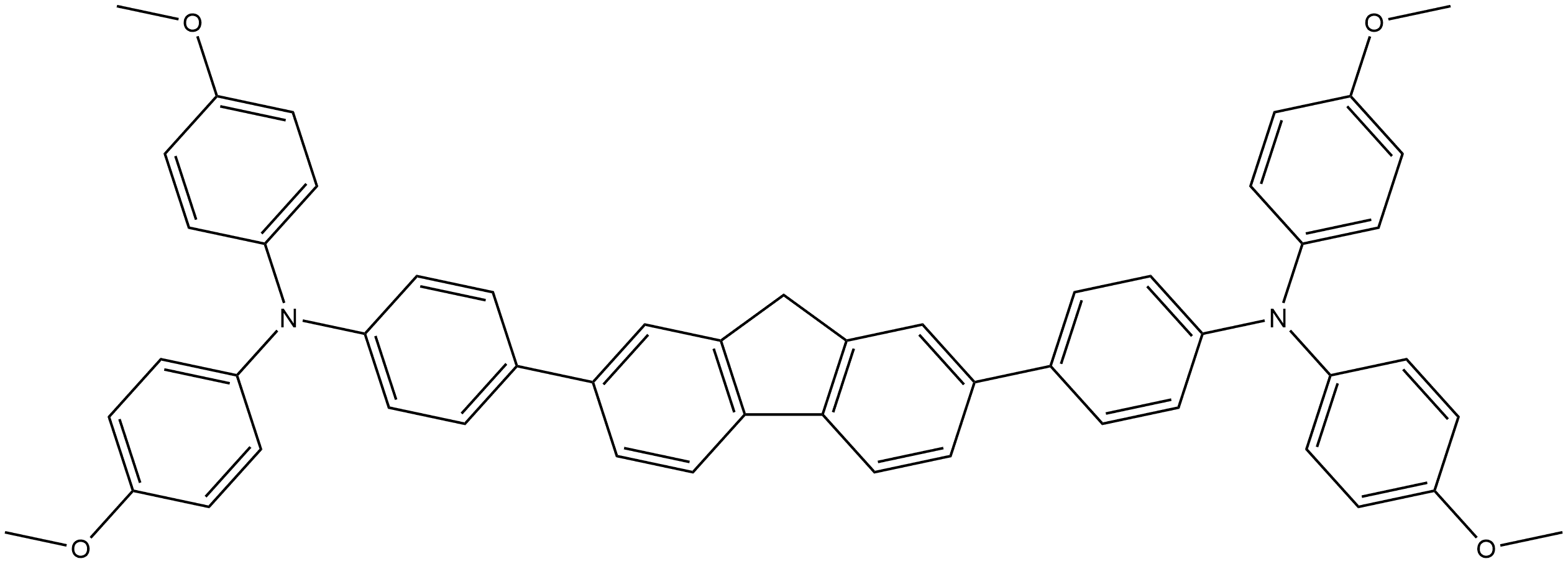 4-[7-[4-(4-methoxy-N-(4-methoxyphenyl)anilino)phenyl]-9H-fluoren-2-yl]-N,N-bis(4-methoxyphenyl)aniline 结构式