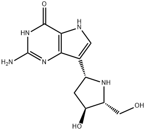 4H-Pyrrolo3,2-dpyrimidin-4-one, 2-amino-1,5-dihydro-7-(2R,4S,5R)-4-hydroxy-5-(hydroxymethyl)-2-pyrrolidinyl- 结构式