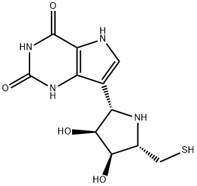 1H-Pyrrolo3,2-dpyrimidine-2,4(3H,5H)-dione, 7-(2S,3S,4R,5S)-3,4-dihydroxy-5-(mercaptomethyl)-2-pyrrolidinyl- 结构式