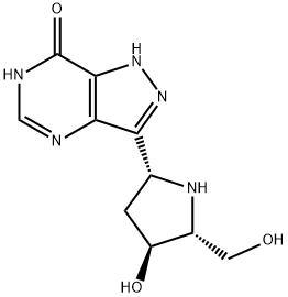 7H-Pyrazolo4,3-dpyrimidin-7-one, 1,4-dihydro-3-(2R,4S,5R)-4-hydroxy-5-(hydroxymethyl)-2-pyrrolidinyl- 结构式