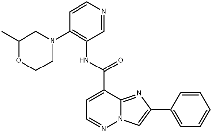 N-[4-(2-Methyl-4-morpholinyl)-3-pyridinyl]-2-phenylimidazo[1,2-b]pyridazine-8-carboxamide 结构式