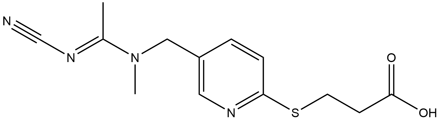 Propanoic acid, 3-[[5-[[[(1E)-1-(cyanoimino)ethyl]methylamino]methyl]-2-pyridinyl]thio]- 结构式