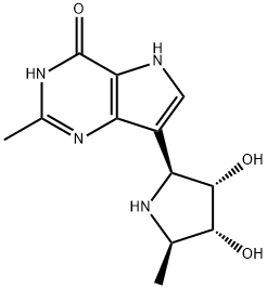 4H-Pyrrolo3,2-dpyrimidin-4-one, 7-(2S,3S,4R,5R)-3,4-dihydroxy-5-methyl-2-pyrrolidinyl-1,5-dihydro-2-methyl- 结构式