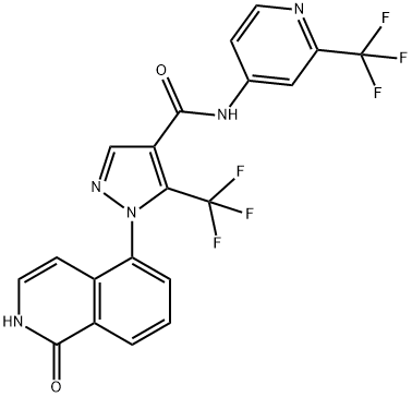 1H-Pyrazole-4-carboxamide, 1-(1,2-dihydro-1-oxo-5-isoquinolinyl)-5-(trifluoromethyl)-N-[2-(trifluoromethyl)-4-pyridinyl]- 结构式