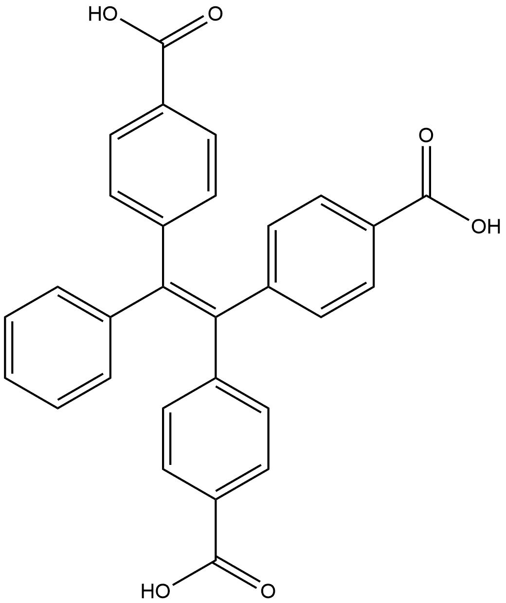 4,4′,4′′-(1-Phenyl-1-ethenyl-2-ylidene)tris[benzoic acid] 结构式