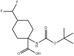 1-((叔丁氧羰基)氨基)-4-(二氟甲基)环己烷-1-甲酸 结构式