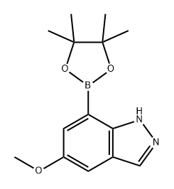 5-甲氧基-7-(4,4,5,5-四甲基-1,3,2-二氧杂硼烷-2-基)-1H-吲唑 结构式