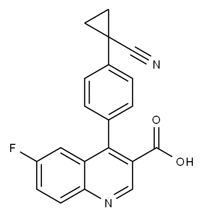 3-Quinolinecarboxylic acid, 4-[4-(1-cyanocyclopropyl)phenyl]-6-fluoro- 结构式
