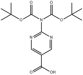 2-{双叔丁氧羰基氨基}嘧啶-5-甲酸 结构式